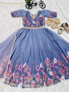 Oc 202 Taby Silk Organza With Digital Print Kids Wear Gown With Dupatta Exporters In India